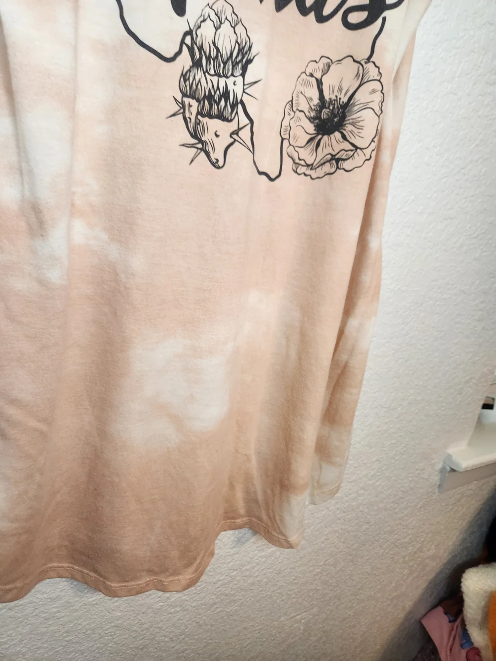 Texas Floral Tie-Dye Tank Beige coverup Size L